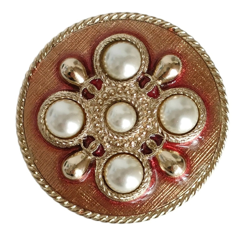CHANEL Gold Pearl Brooch